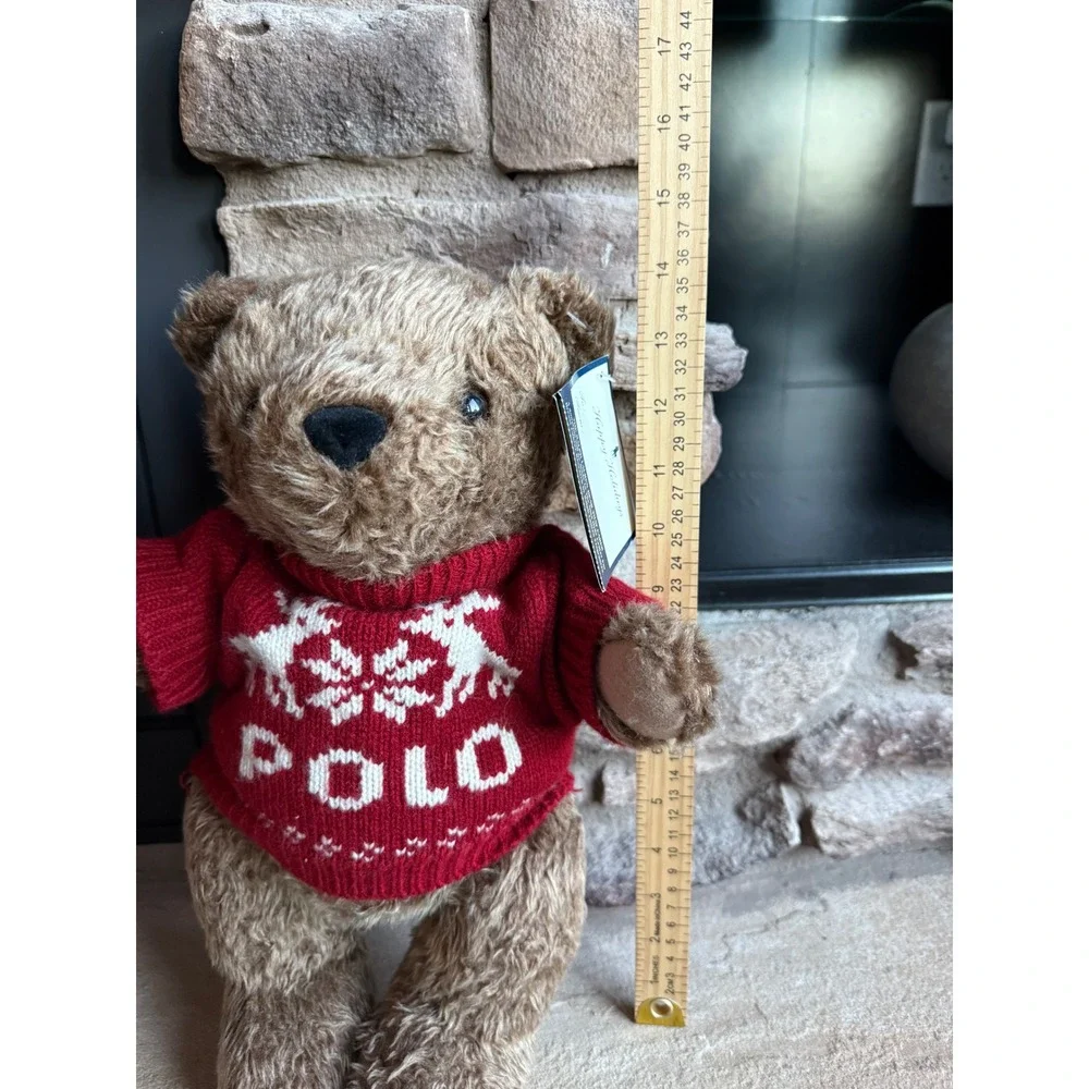 Vintage Ralph Lauren Holiday Plush Bear Red Sweater Reindeer Snowflake Rare Sled